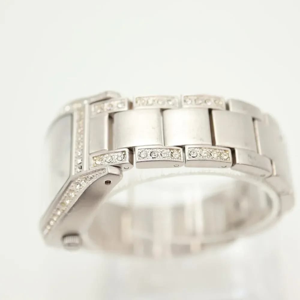 Anne Klein 31mm Barrel Silver Tone Womens Watch Day Date Bracelet w New Battery